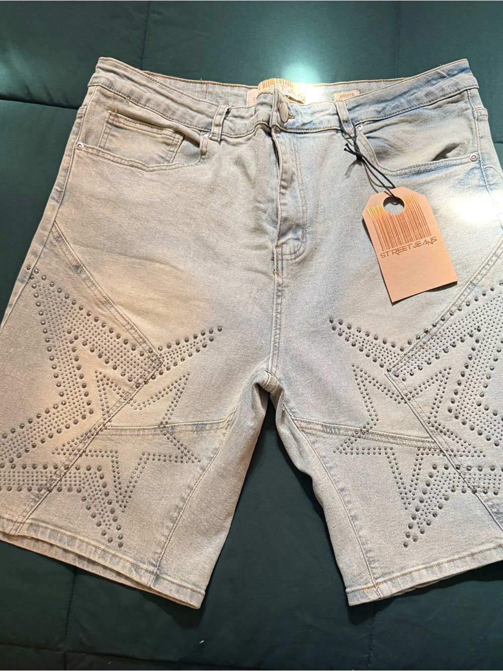 “STREET JEANS” BLUE STAR STUDDED SHORTS ** NWT